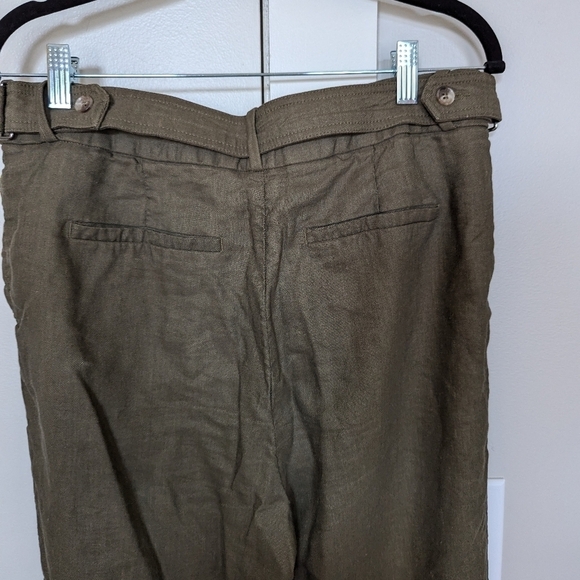 Reiss linen blend pants olive green sz 8 - Picture 8 of 12